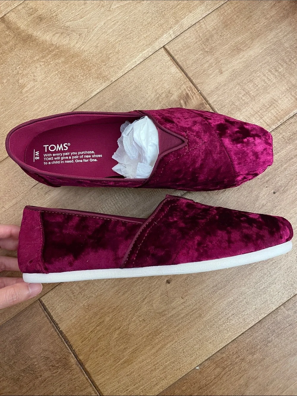 Toms Velvet Slip-On Flats - Picture 3 of 7